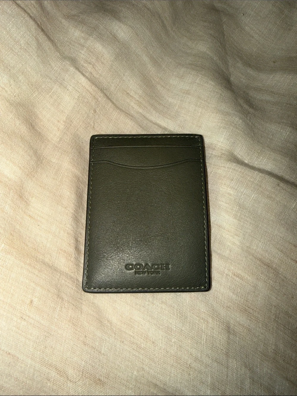 Coach Olive Green Men's Leather Card Holder